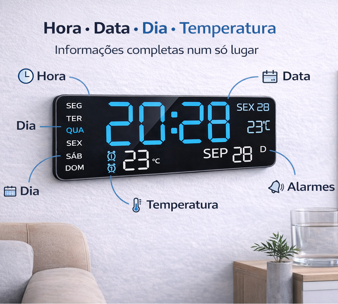 Relógio Digital LED Multifuncional